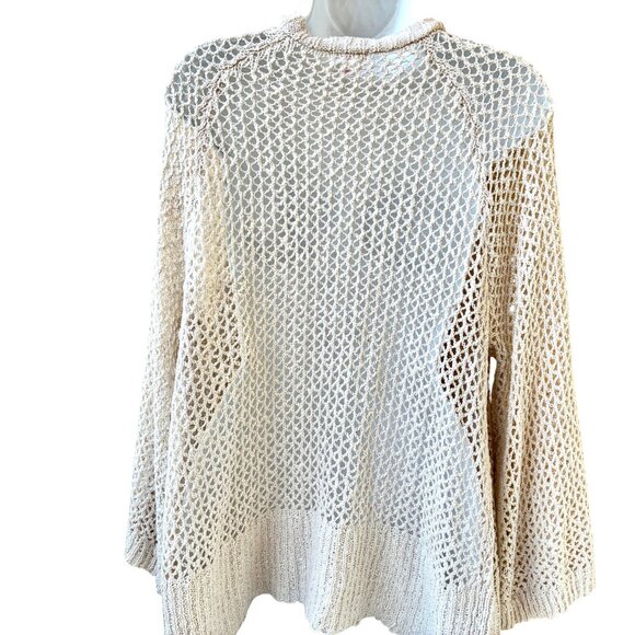 Xhilaration Boho Cardigan Sweater Cream Crochet Open Front Festival - Picture 11 of 13